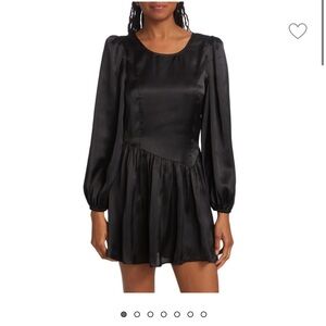 LoveShackFancy Black Satin Garcia Mini Dress